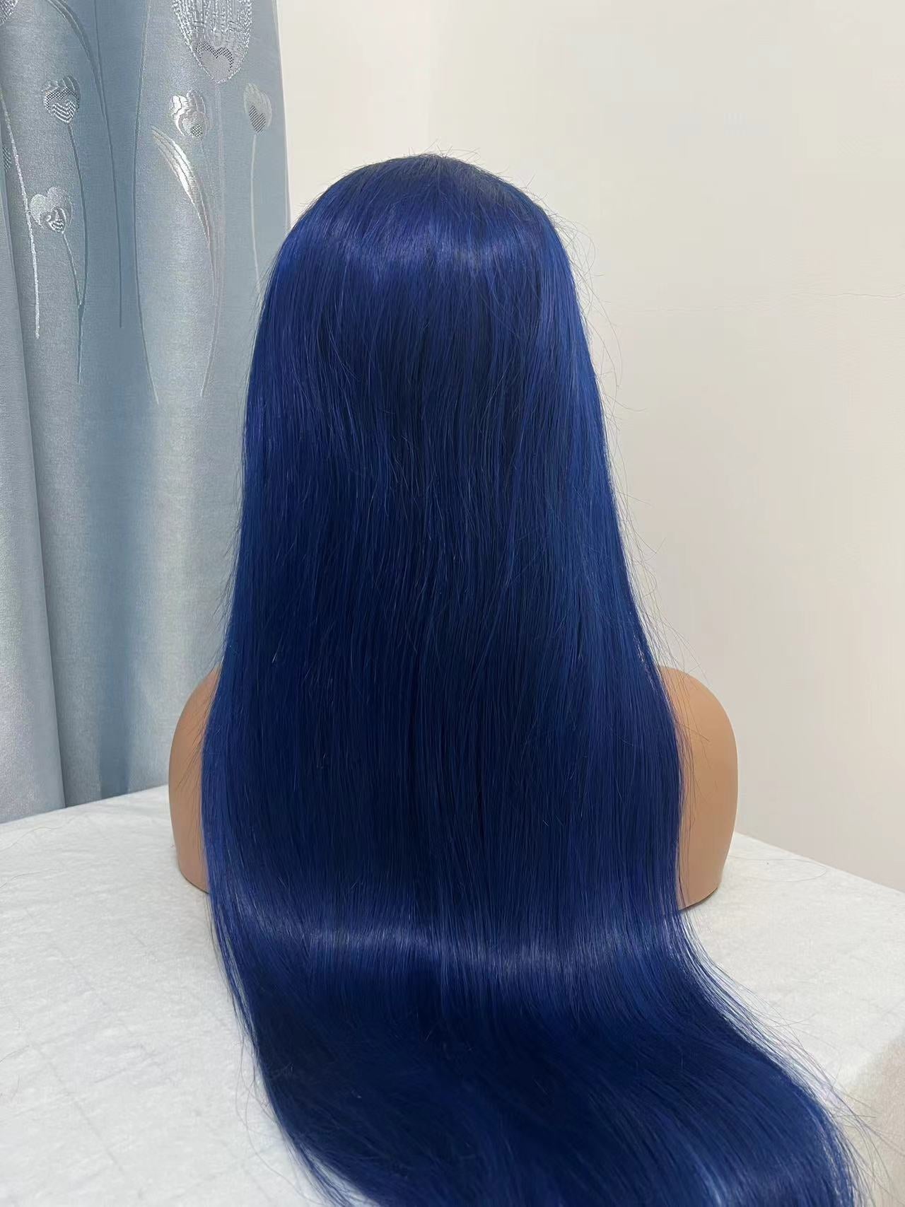 13*4 Transparent Lace Front Colored Wigs 180 Density - Blue