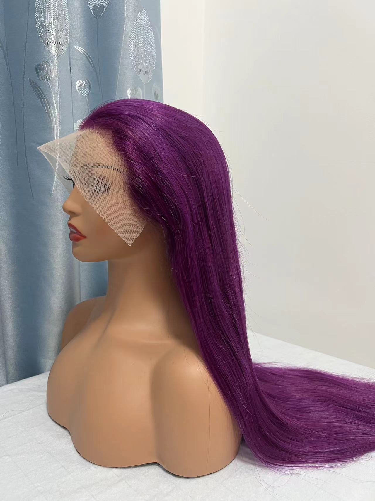 13*4 Transparent Lace Front Colored Wigs 180 Density - Purple