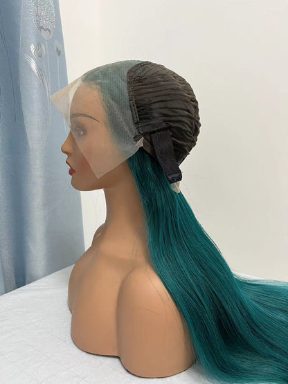 13*4 Transparent Lace Front Colored Wigs 180 Density - Green