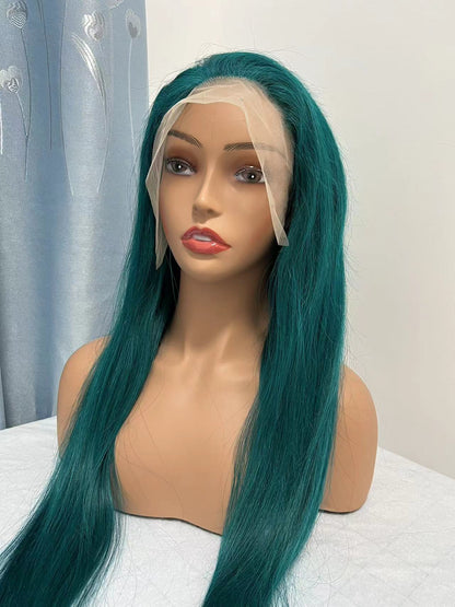 13*4 Transparent Lace Front Colored Wigs 180 Density - Green
