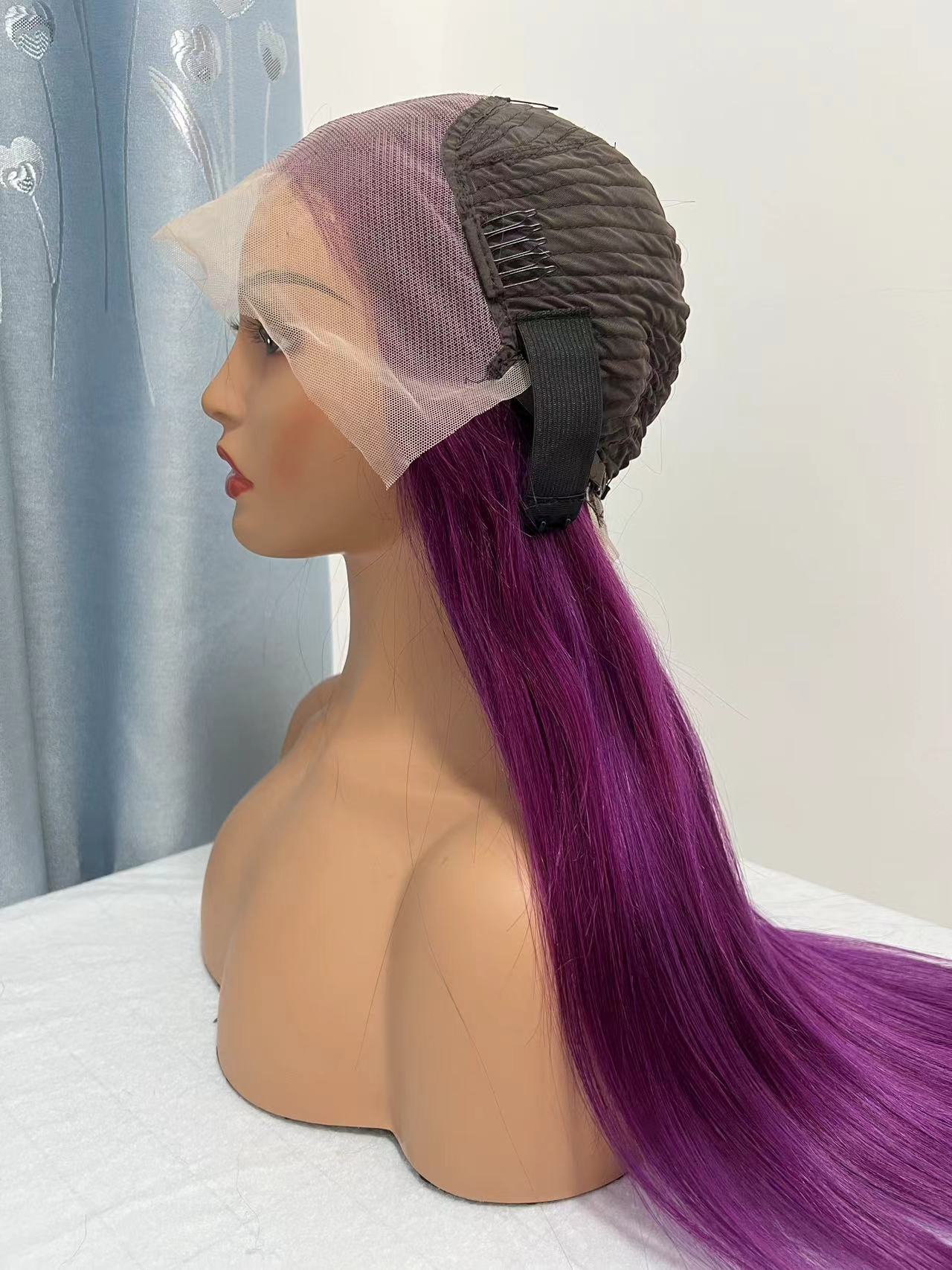 13*4 Transparent Lace Front Colored Wigs 180 Density - Purple