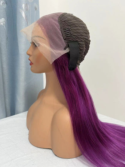 13*4 Transparent Lace Front Colored Wigs 180 Density - Purple