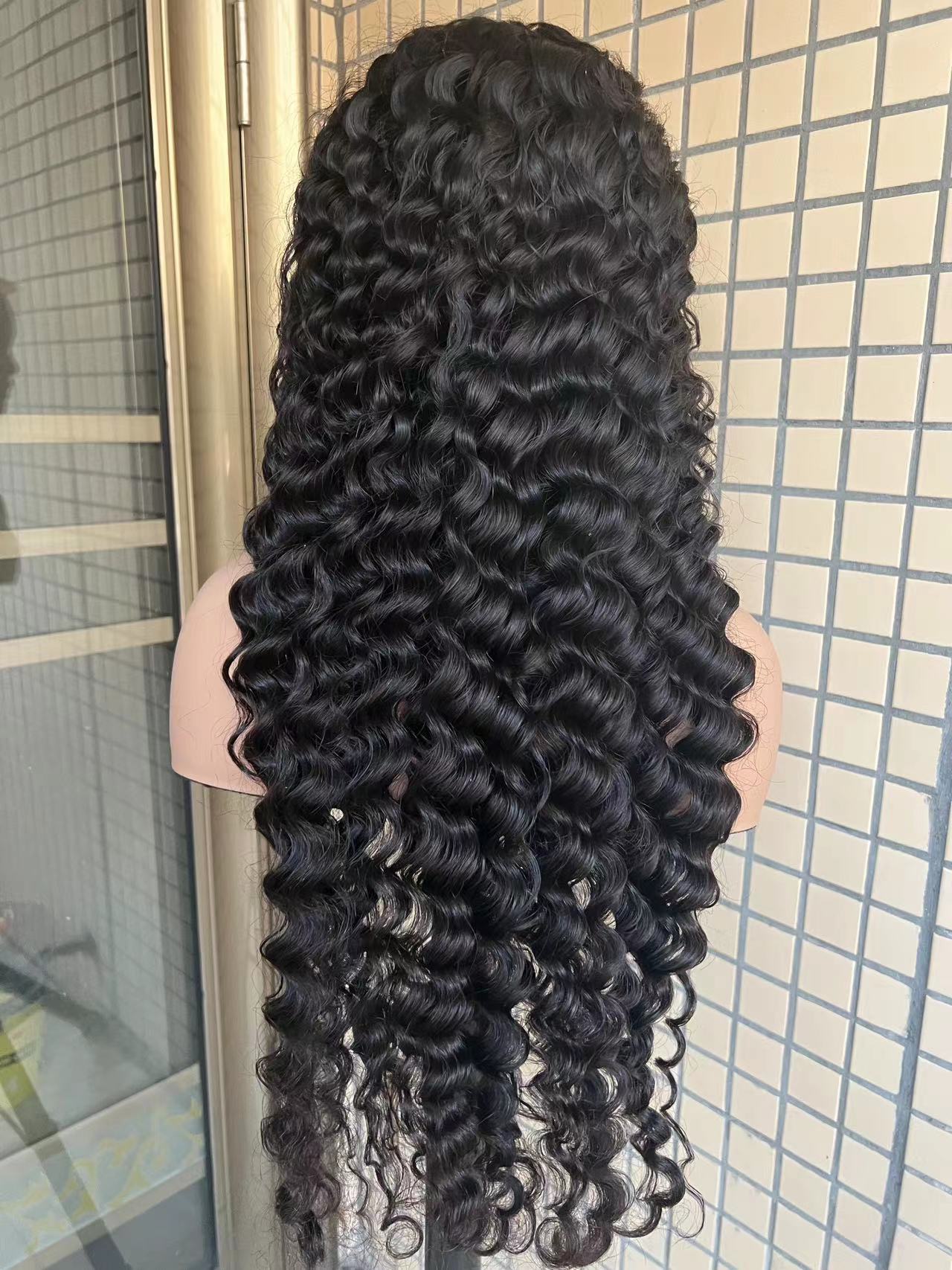 Pre-made 10A Top Virgin Water Wave 13x4 Transparent Lace Frontal Wigs - 180% Density