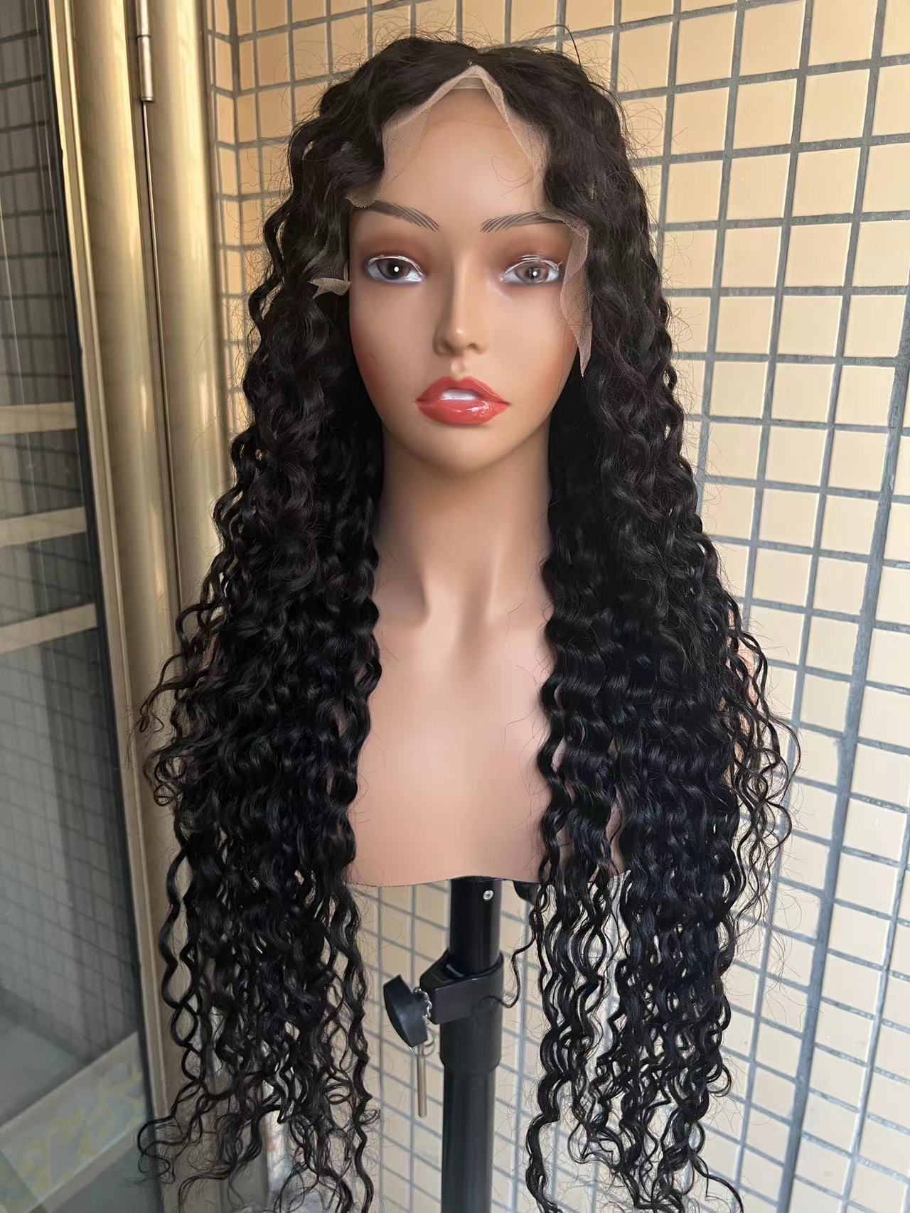 Pre-made 10A Top Virgin Water Wave 13x4 Transparent Lace Frontal Wigs - 180% Density
