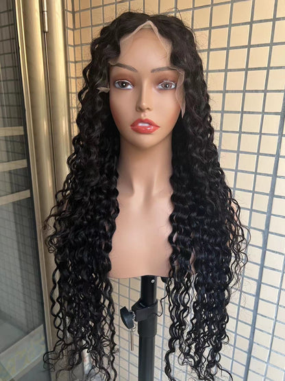 Pre-made 10A Top Virgin Water Wave 13x4 Transparent Lace Frontal Wigs - 180% Density