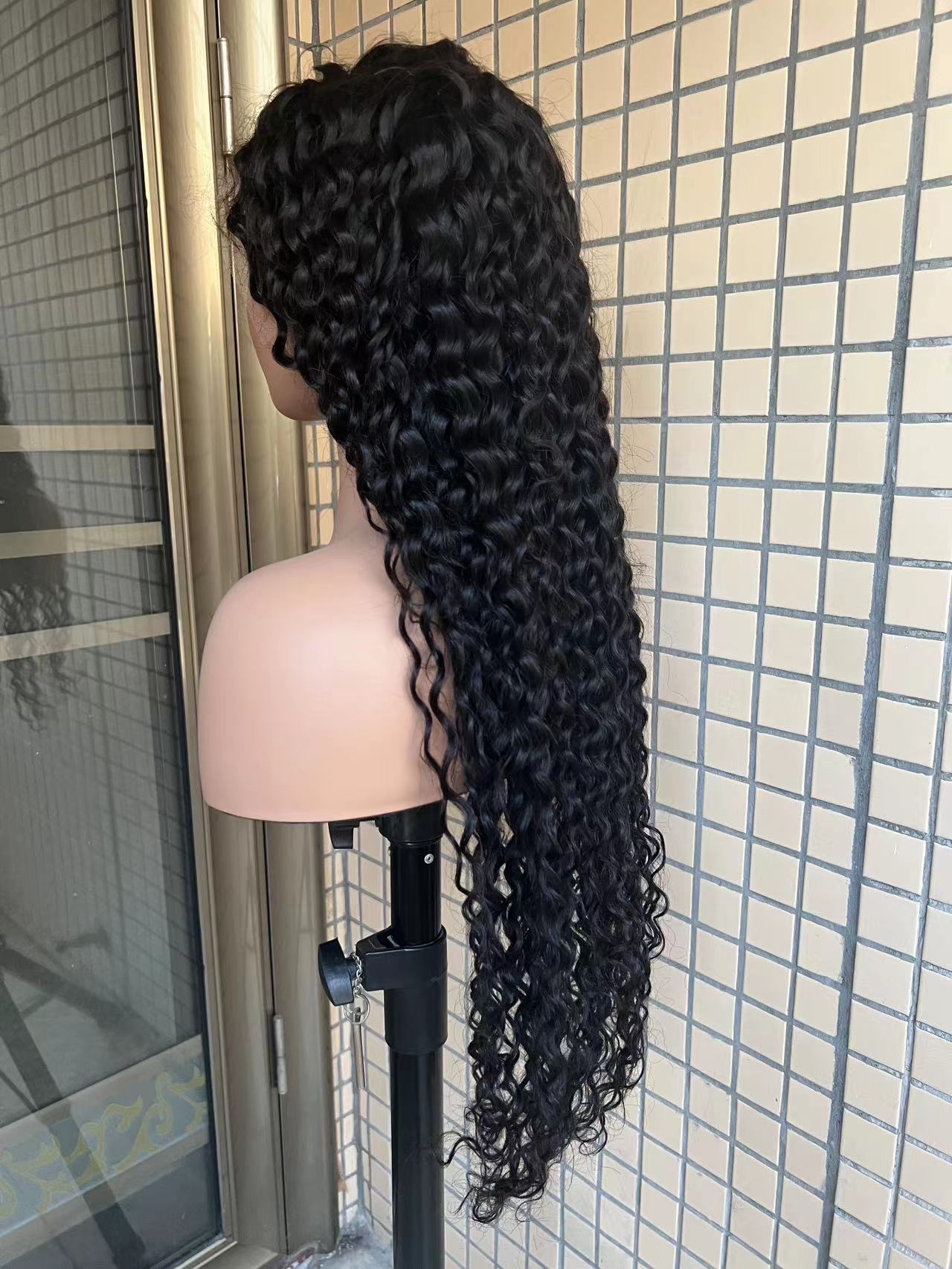 Pre-made 10A Top Virgin Water Wave 13x4 Transparent Lace Frontal Wigs - 180% Density