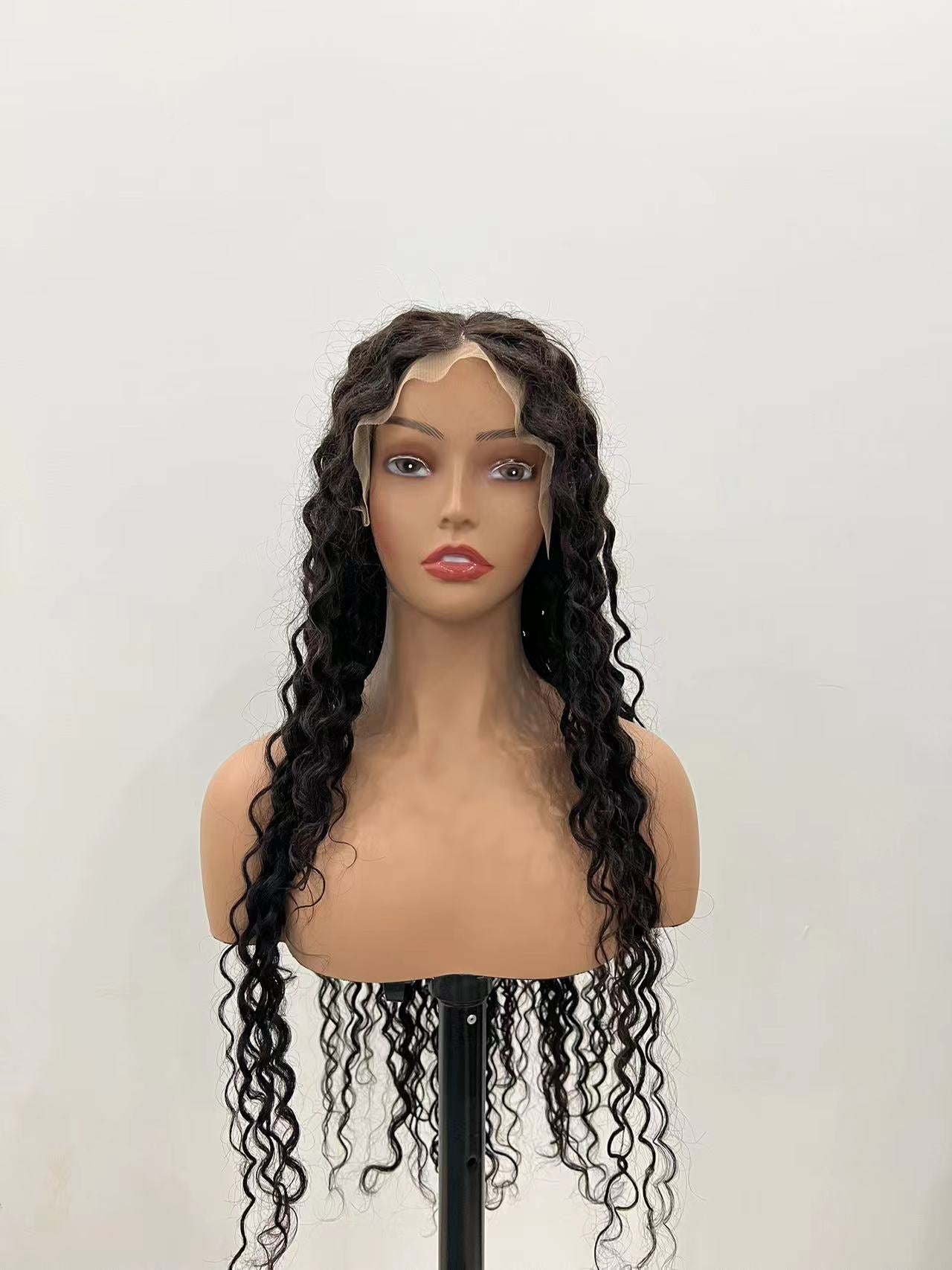 Pre-made 10A Top Virgin Water Wave 13x4 Transparent Lace Frontal Wigs - 180% Density