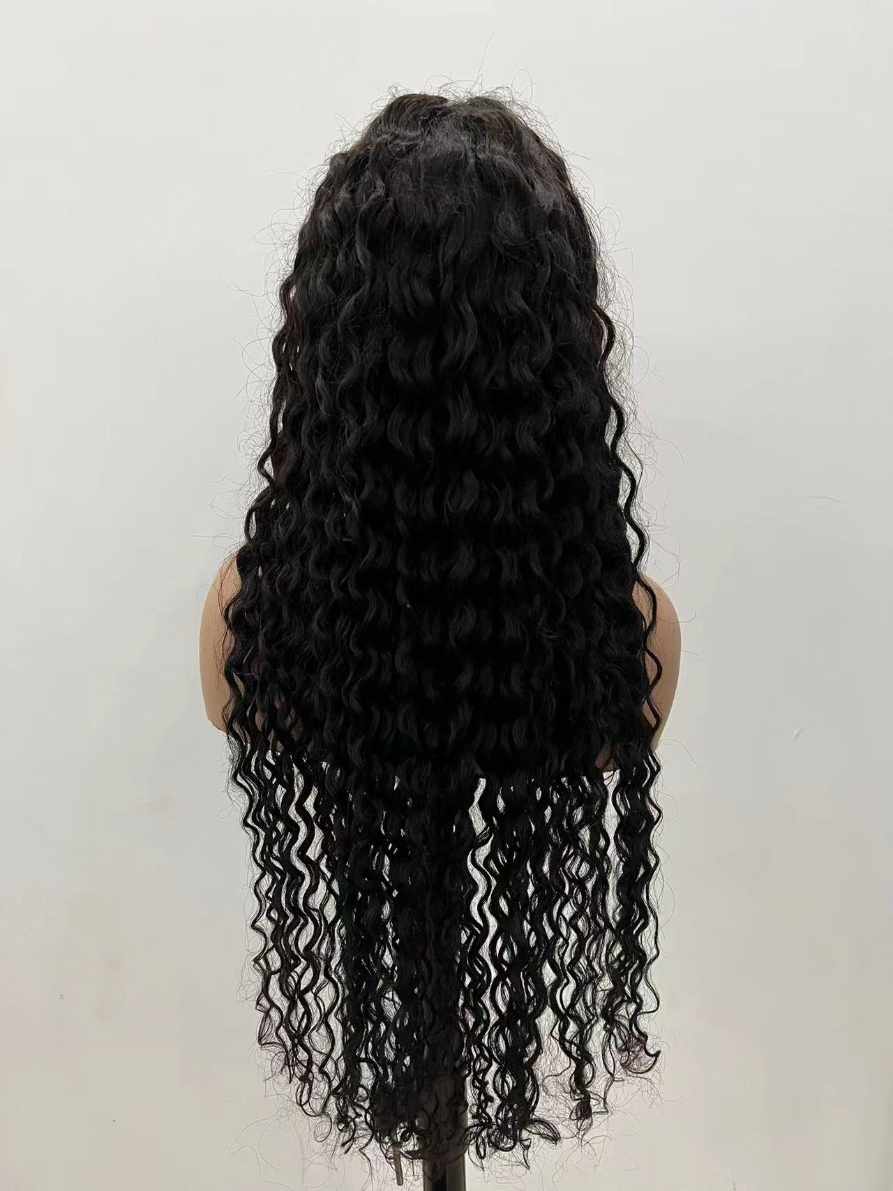 Pre-made 10A Top Virgin Water Wave 13x4 Transparent Lace Frontal Wigs - 180% Density