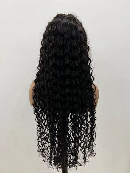 Pre-made 10A Top Virgin Water Wave 13x4 Transparent Lace Frontal Wigs - 180% Density