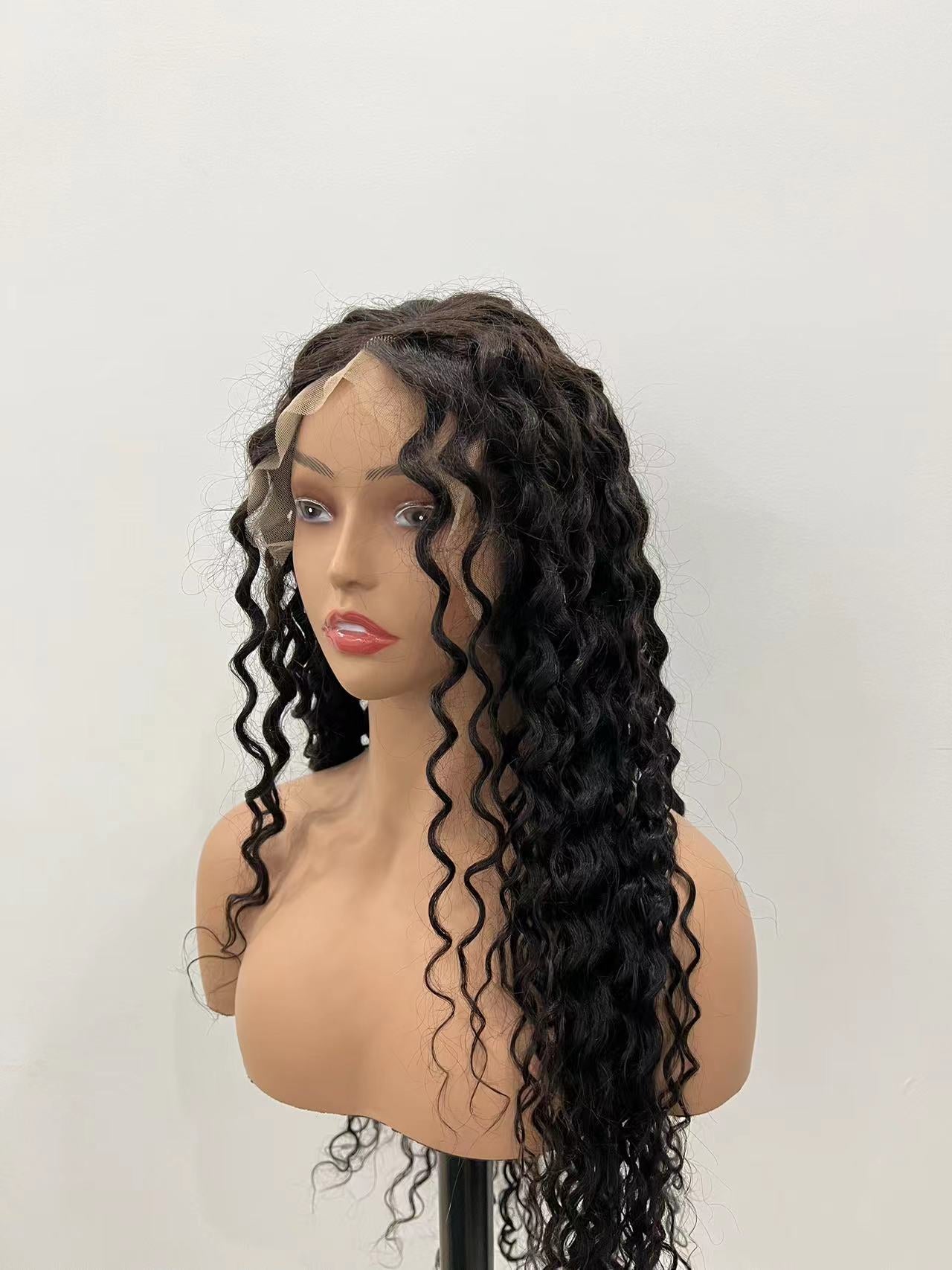 Pre-made 10A Top Virgin Water Wave 13x4 Transparent Lace Frontal Wigs - 180% Density